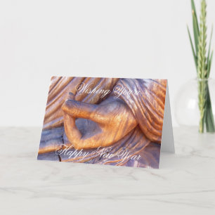 Buddhist hand changes the New Year Holiday Card