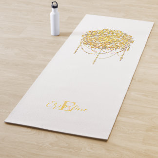 Buddhist Holy Symbol Om In Gold Yoga Mat