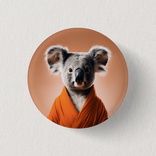 Buddhist Koala 1 Inch Round Button (Front)