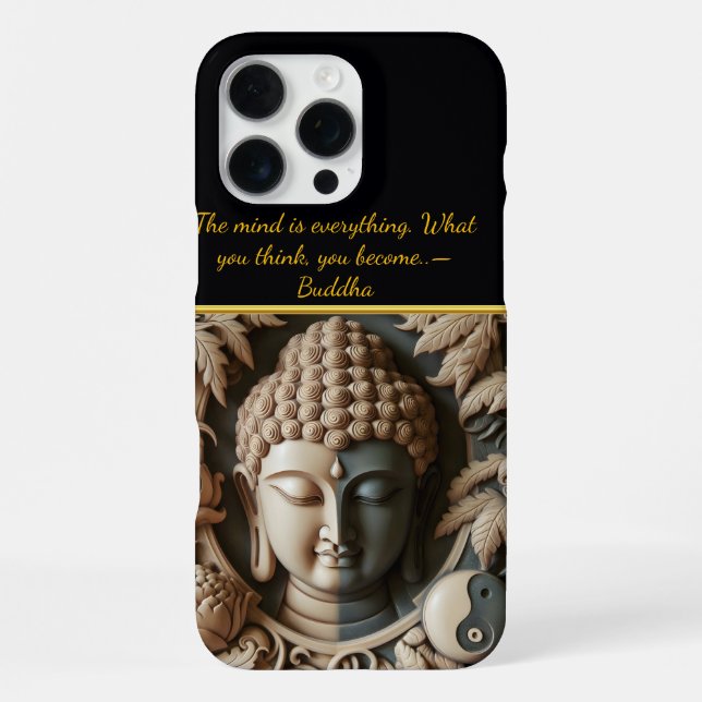 Buddhist Leaf and Orb Carving AI iPhone Case (Back)