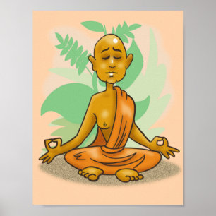 Buddhist Monk in Meditation Poster