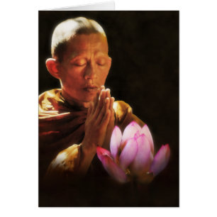 Buddhist Monk in Prayer and Lotus