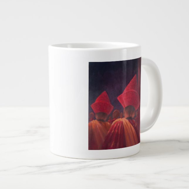 Buddhist Monks Bhutan 2012 Large Coffee Mug (Front Right)