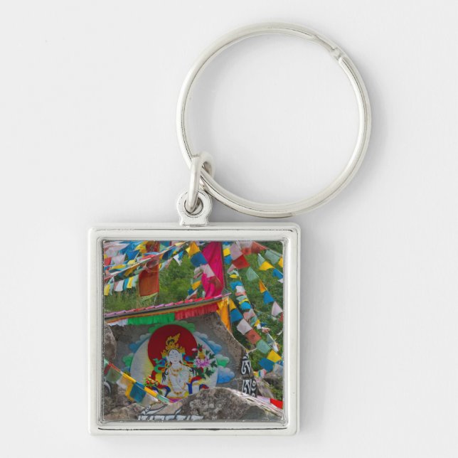 Buddhist Painting on Rocks Keychain (Front)