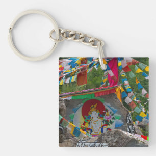 Buddhist Painting on Rocks Keychain