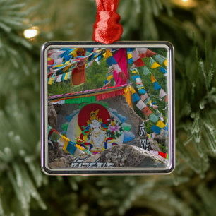 Buddhist Painting on Rocks Metal Ornament