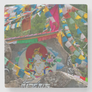 Buddhist Painting on Rocks Stone Coaster