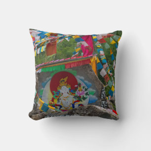 Buddhist Painting on Rocks Throw Pillow