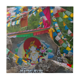 Buddhist Painting on Rocks Tile