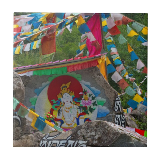 Buddhist Painting on Rocks Tile (Front)