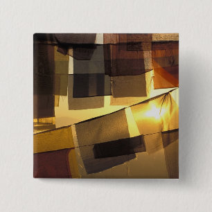 Buddhist prayer flags in the sunset, 2 inch square button