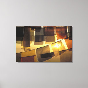 Buddhist prayer flags in the sunset, canvas print
