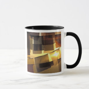 Buddhist prayer flags in the sunset, mug