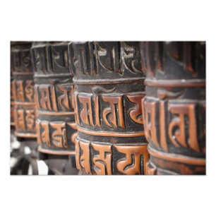 Buddhist prayer wheels photo print