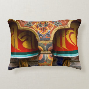 Buddhist praying role, bhutan accent pillow