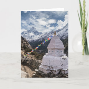 Buddhist Shrine & Prayer Flags, Himalaya Mountains Card