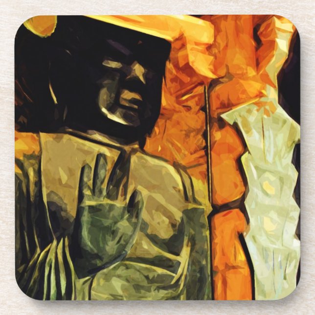 Buddhist Statue in Temple Abstract Impressionism Coaster (Front)