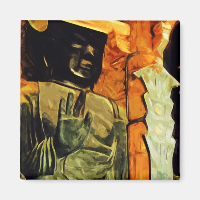 Buddhist Statue in Temple Abstract Impressionism Magnet (Front)