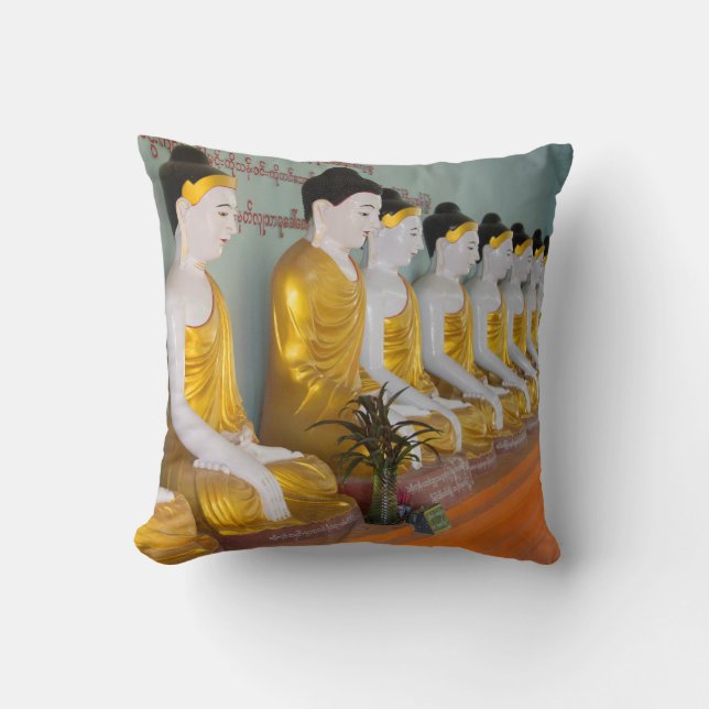 Buddhist statues in Umin Thounzeh Throw Pillow (Front)