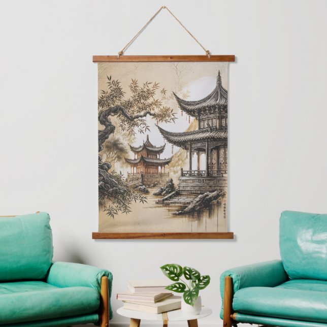 Buddhist Temple Hanging Tapestry (Living Room)