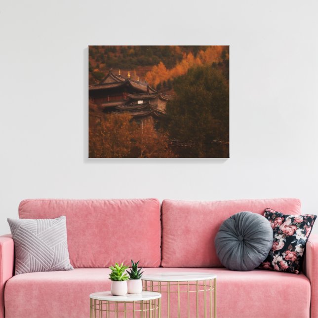 Buddhist Temple Wrapped Canvas (Insitu(LivingRoom))