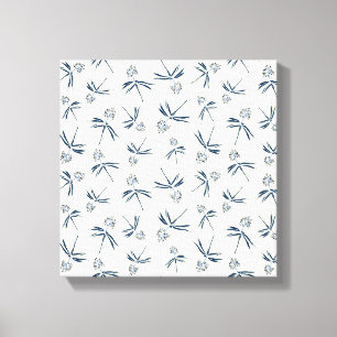 Budding Blue Branches on cream - seamless pattern. Canvas Print