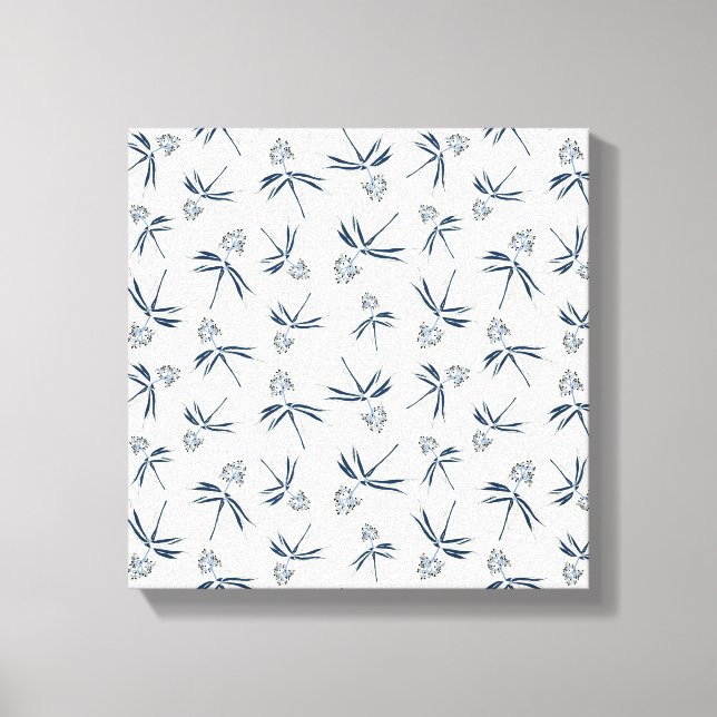 Budding Blue Branches on cream - seamless pattern. Canvas Print (Front)