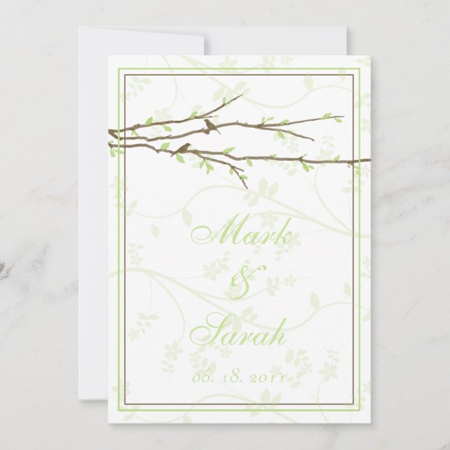 Budding Branches with Birds Invitation (Front)
