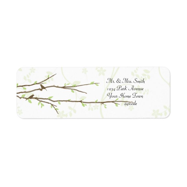 Budding Branches with Birds Mailing Label (Front)