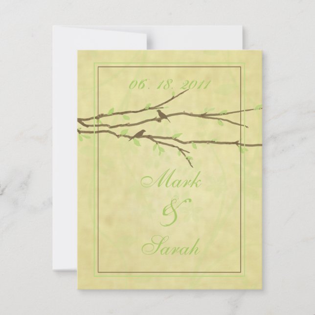 Budding Branches with Birds Vintage I RSVP Card (Front)