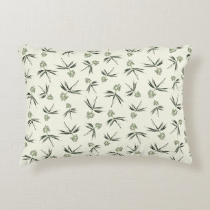 Budding Green Branches on cream - seamless pattern Accent Pillow