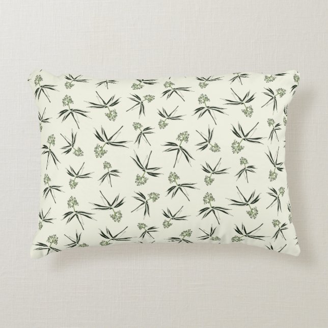 Budding Green Branches on cream - seamless pattern Accent Pillow (Front)
