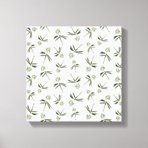 Budding Green Branches on cream - seamless pattern Canvas Print