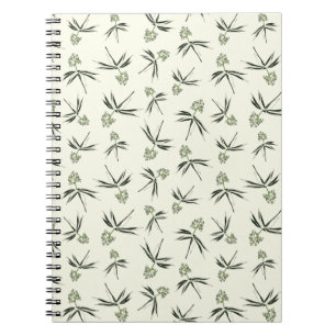 Budding Green Branches on cream - seamless pattern Notebook