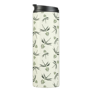 Budding Green Branches on cream - seamless pattern Thermal Tumbler