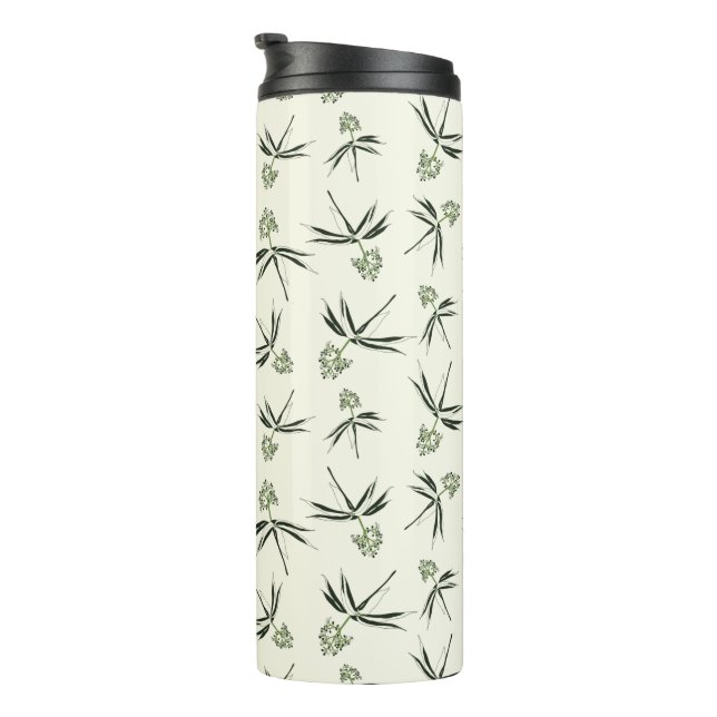 Budding Green Branches on cream - seamless pattern Thermal Tumbler (Rotated Right)