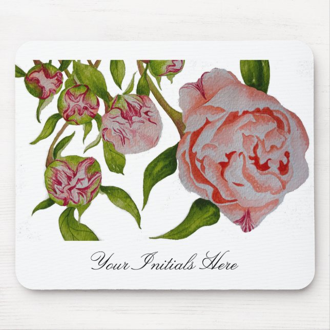 Budding Peonies on a Mouse Pad (Front)