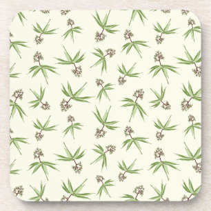 Budding Red Branches on cream - seamless pattern. Coaster