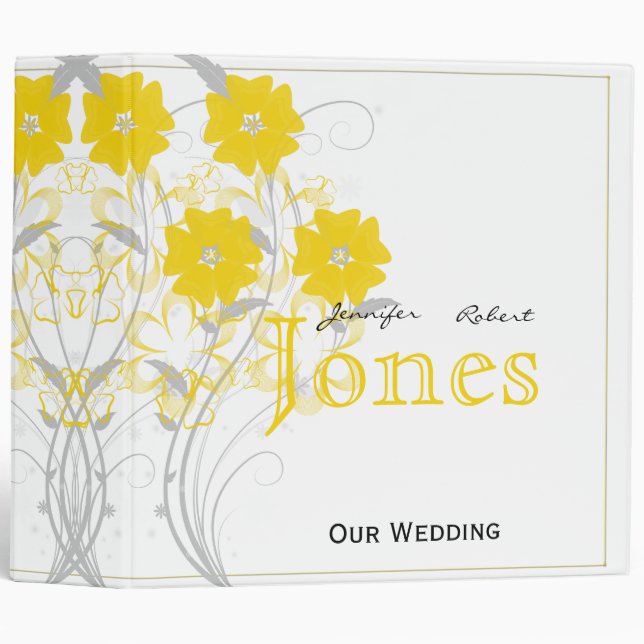 Budding Romance in Yellow Wedding Planner Binder (Front/Spine)
