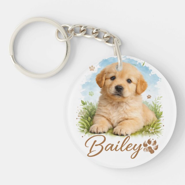 Buddy for Life Pet's Simple Modern Cool Typography Keychain (Front)