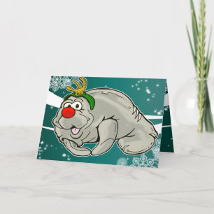 Buddy la carte de Noël Manatee à nez rouge