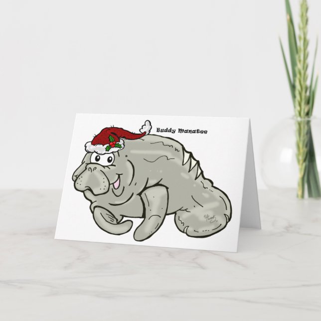 Buddy Manatee Christmas Card BLANK (Front)
