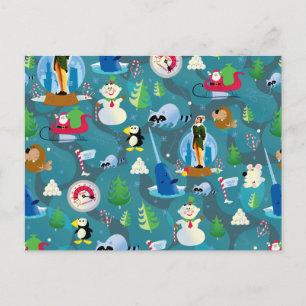 Buddy the Elf and Characters Teal Pattern Postcard