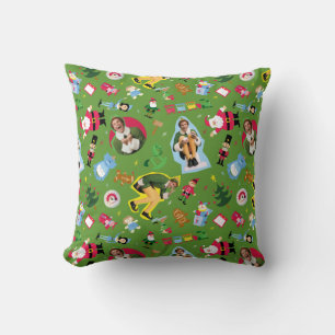 Buddy the Elf and Christmas Icons Pattern Throw Pillow