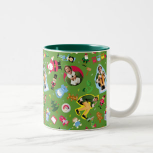 Buddy the Elf and Christmas Icons Pattern Two-Tone Coffee Mug