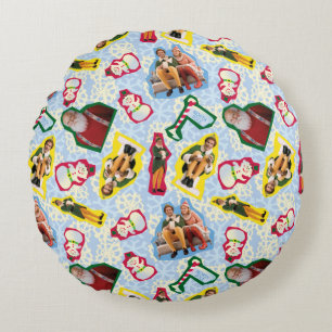Buddy the Elf and Santa North Pole Pattern Round Pillow