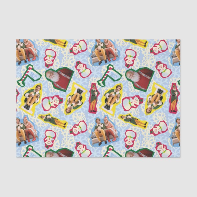 Buddy the Elf and Santa North Pole Pattern Tissue Paper (Front)