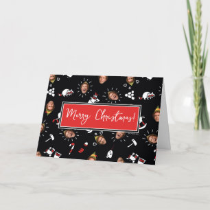 Buddy the Elf Black Doodle Pattern Holiday Card