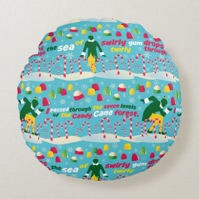 Buddy the Elf Candy Pattern Round Pillow (Front)