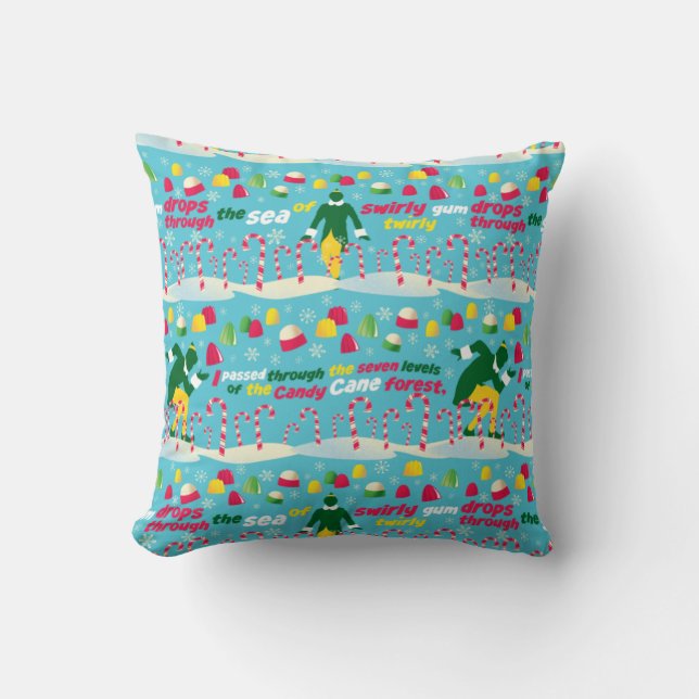 Buddy the Elf Candy Pattern Throw Pillow (Front)
